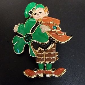 Bob Mackie Enamel Leprechaun Brooch